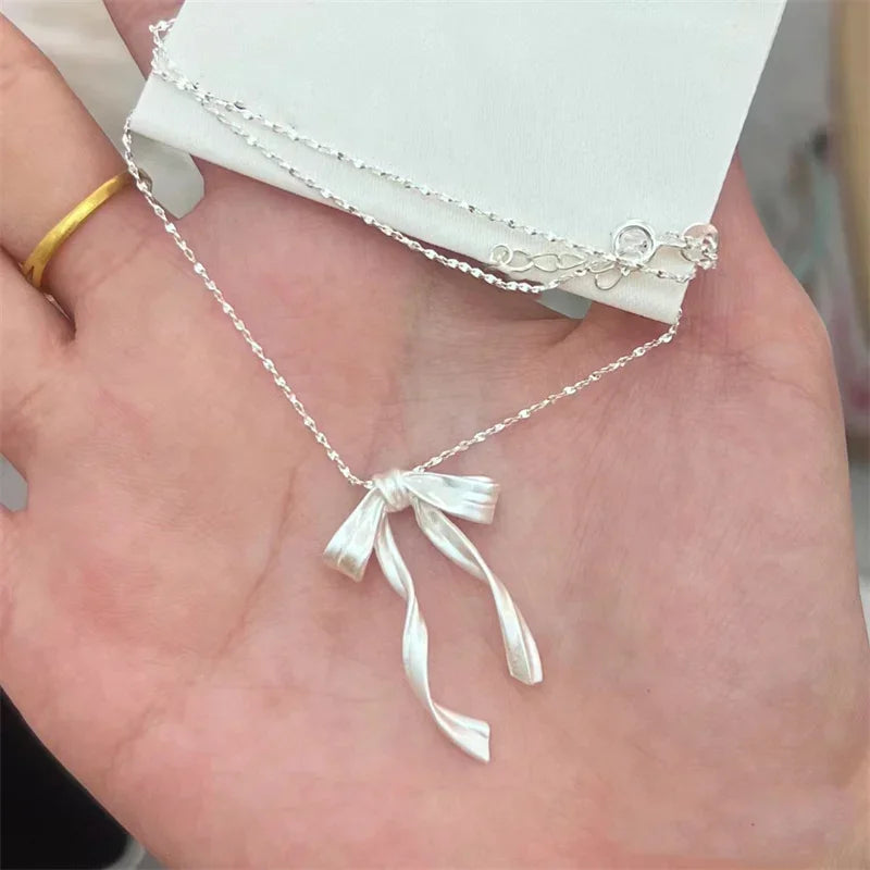 Exquisite Clavicle Chain Elegant Bow Pendant Necklace for Women Girls Temperament Collar Chains Necklaces Korean Fashion