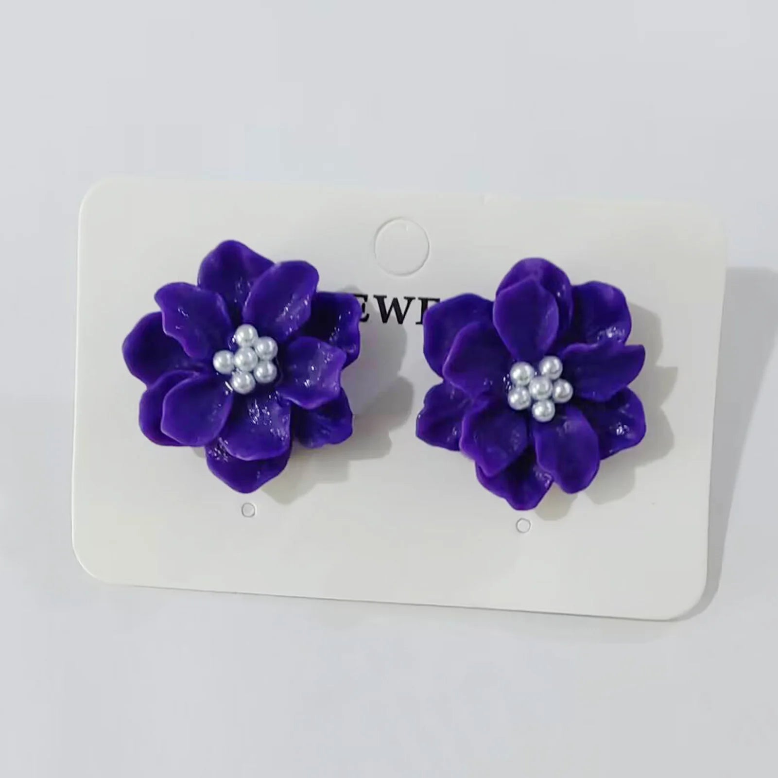 Trendy Camellia Stud Earring Exaggerated Versatile Flower Earrings For Women Summer Outdoor Ear Decoration Accessories 1 Pair