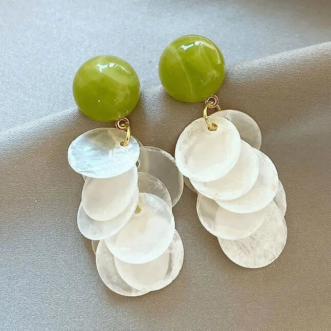 Green Flower Stud Earrings Crystal Dangle Earrings for Women Cute Zircon Flower Clip Light Luxury Casual Party Jewelry Gifts