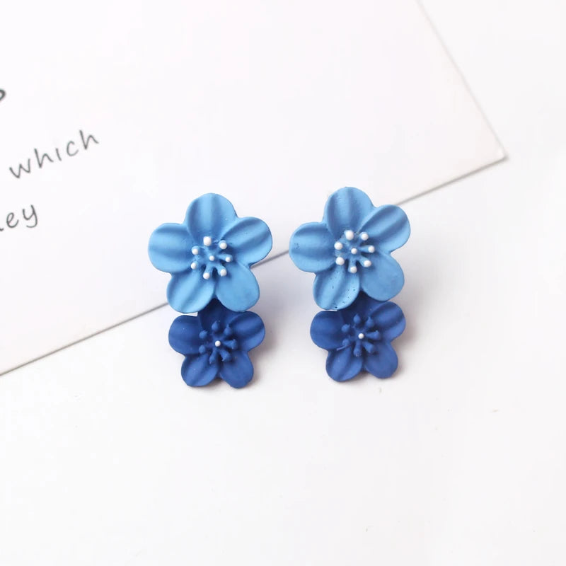 Simple Coffee Flower Drop Dangle Earrings for Women New Korean Fashion Jewelry Wedding Party Girl Elegant Jewelry Accessories