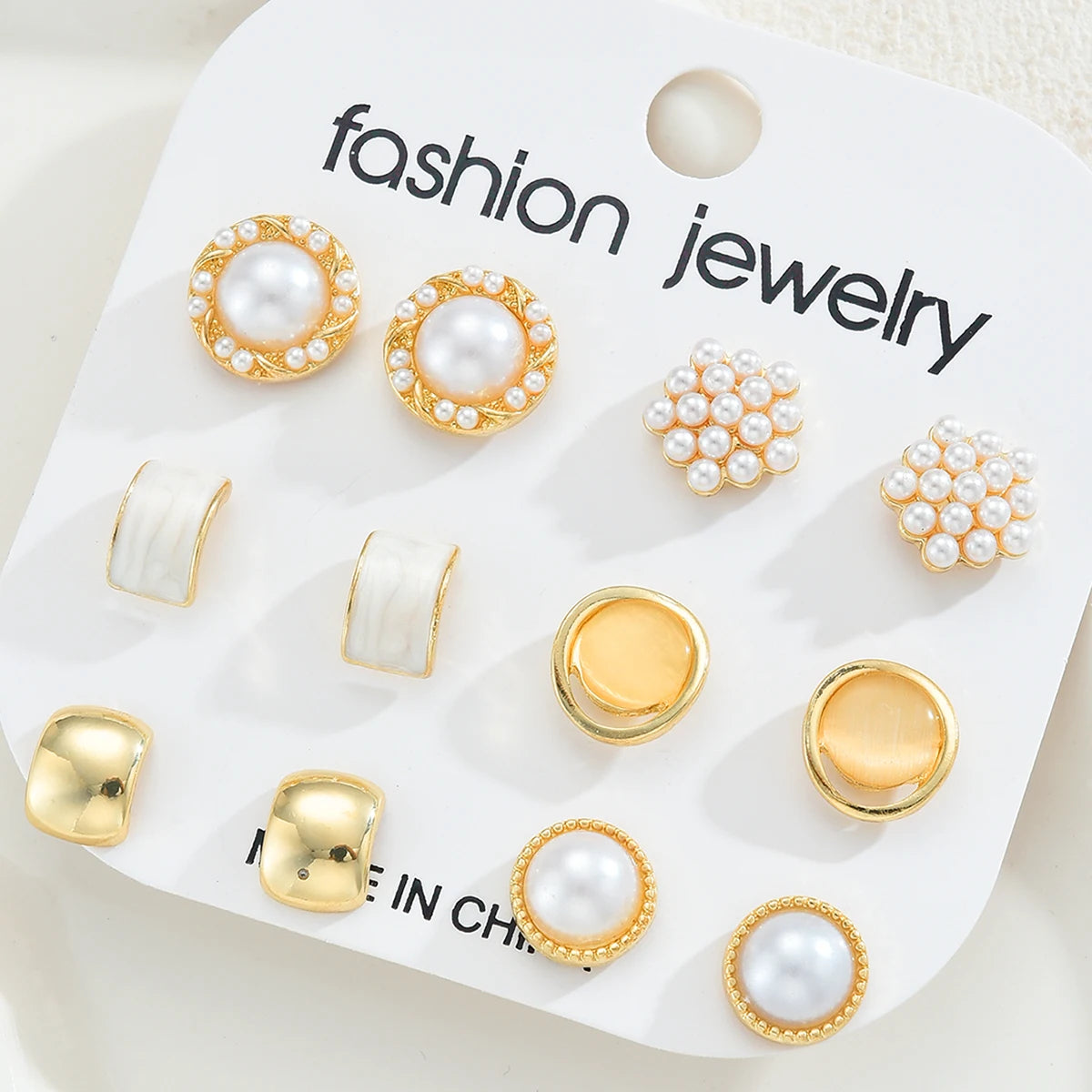 12pcs French Vintage Pearl Earrings Set for Women Fashion Luxury Baroque Geometric Creativity Design Earring Daily Jewelry Gift