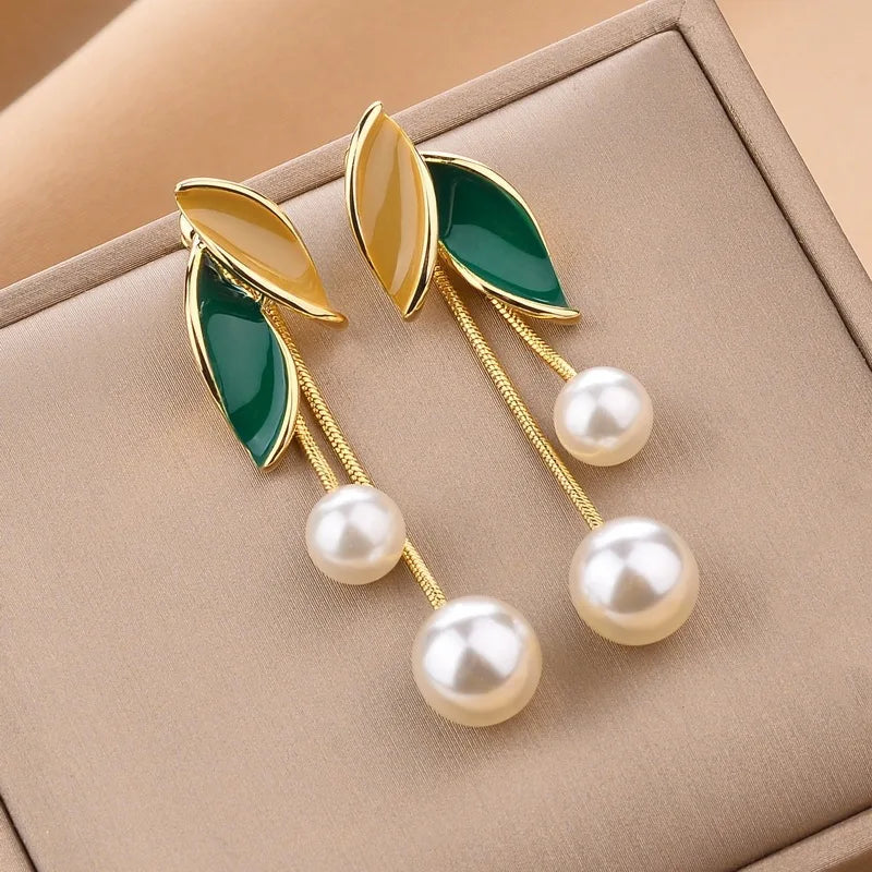 Hollow Y2k Pink Crystal Flower Pearl Ear Studs Summer New Arrival  Korean Fashion Luxury Hoop Earrings For Women Jewelry Gift