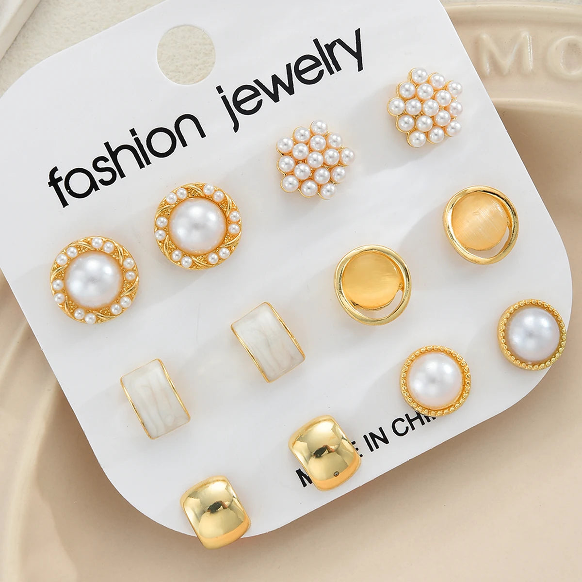 12pcs French Vintage Pearl Earrings Set for Women Fashion Luxury Baroque Geometric Creativity Design Earring Daily Jewelry Gift