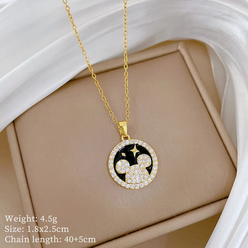 Over 30 Styles 2025 New Bear Necklace Titanium Steel Zircon Micro Inlaid Copper Pendant Collarbone Chain Souvenir Gift
