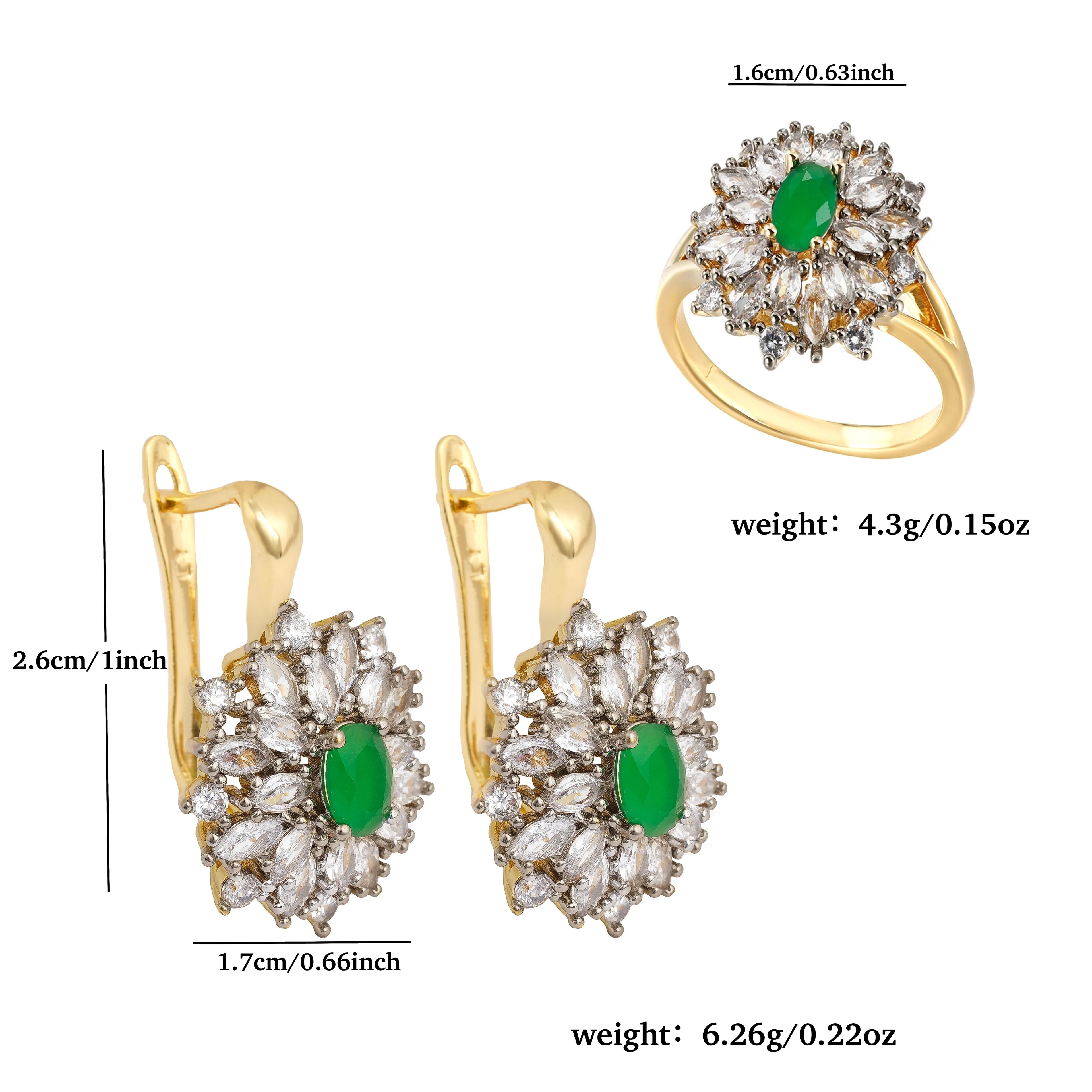 LUYIN New Design Vintage Style Earrings Ring Jewelry Set For Women Copper 14K Gold 2Color Plated Party Gorgeous Accessories Gift