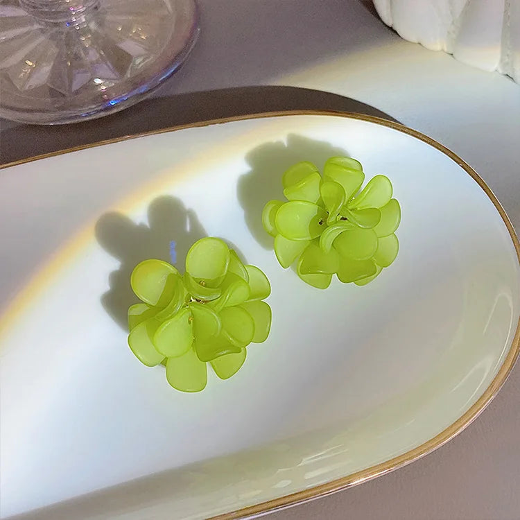 Hollow Y2k Pink Crystal Flower Pearl Ear Studs Summer New Arrival  Korean Fashion Luxury Hoop Earrings For Women Jewelry Gift