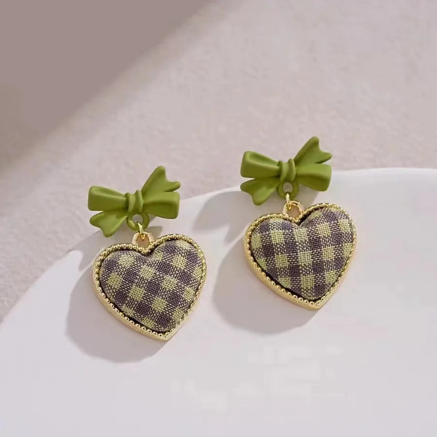 Green Flower Stud Earrings Crystal Dangle Earrings for Women Cute Zircon Flower Clip Light Luxury Casual Party Jewelry Gifts