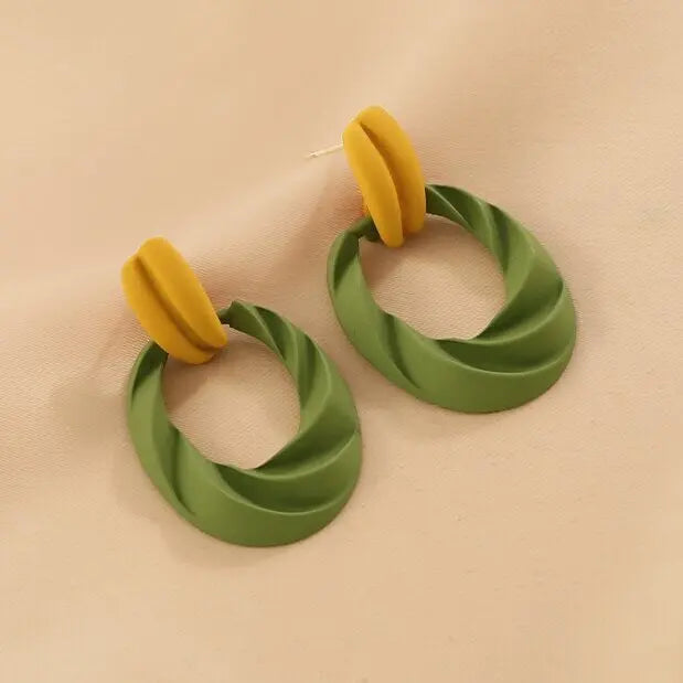 Green Flower Stud Earrings Crystal Dangle Earrings for Women Cute Zircon Flower Clip Light Luxury Casual Party Jewelry Gifts