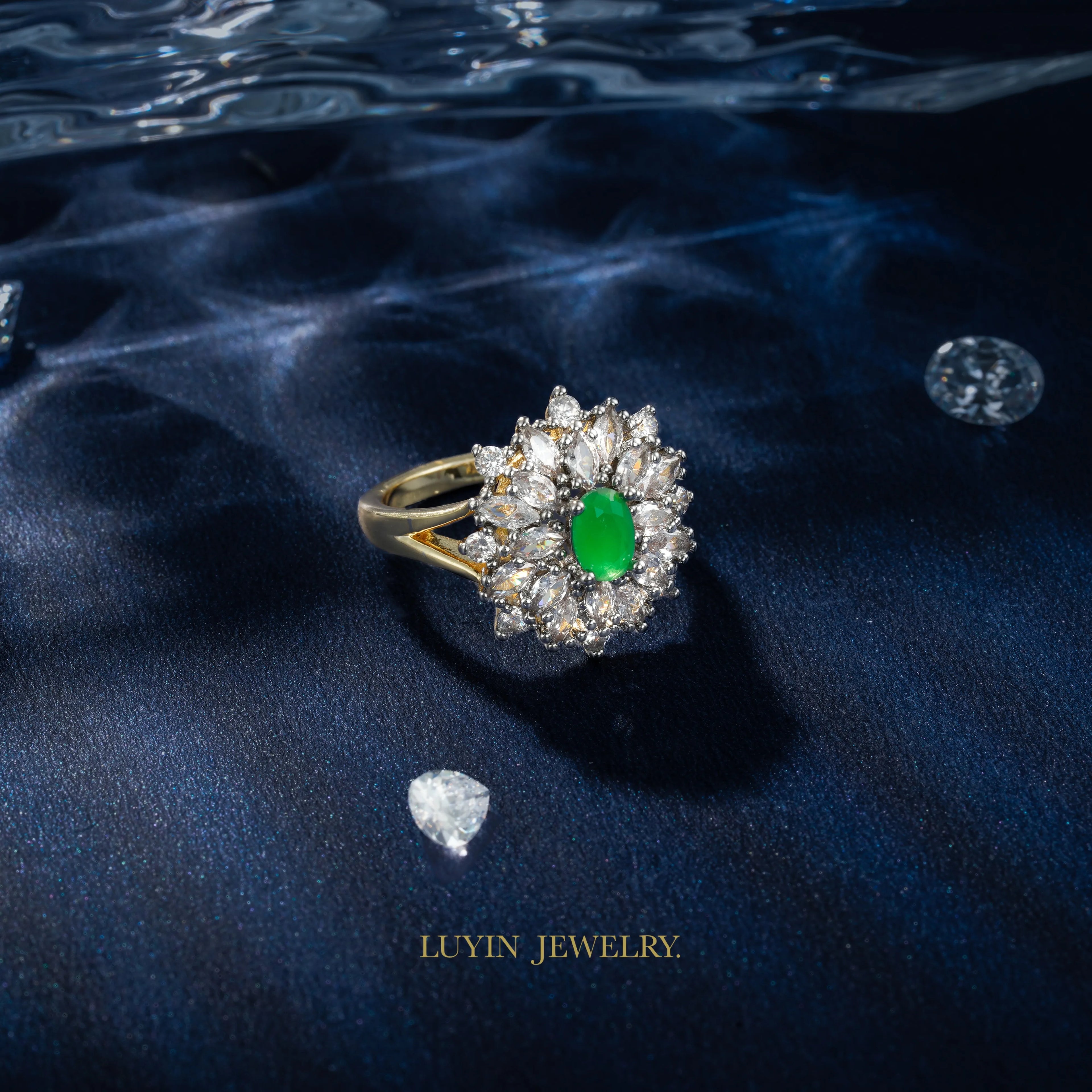 LUYIN New Design Vintage Style Earrings Ring Jewelry Set For Women Copper 14K Gold 2Color Plated Party Gorgeous Accessories Gift